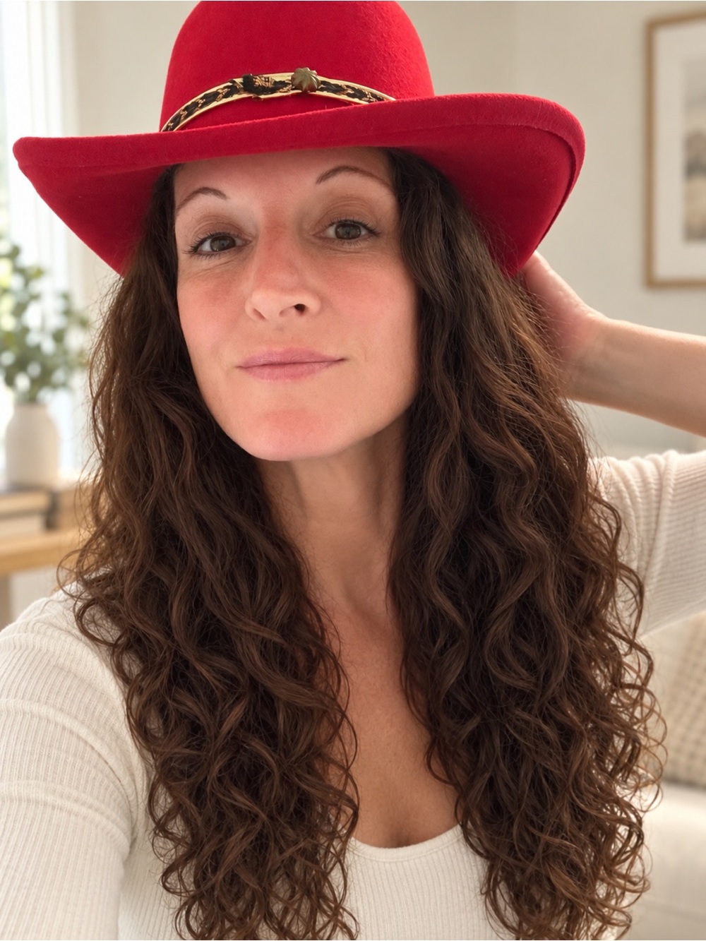 Vintage 90’s Scala Red Felt Western Hat with Decorative Band-100% Wool